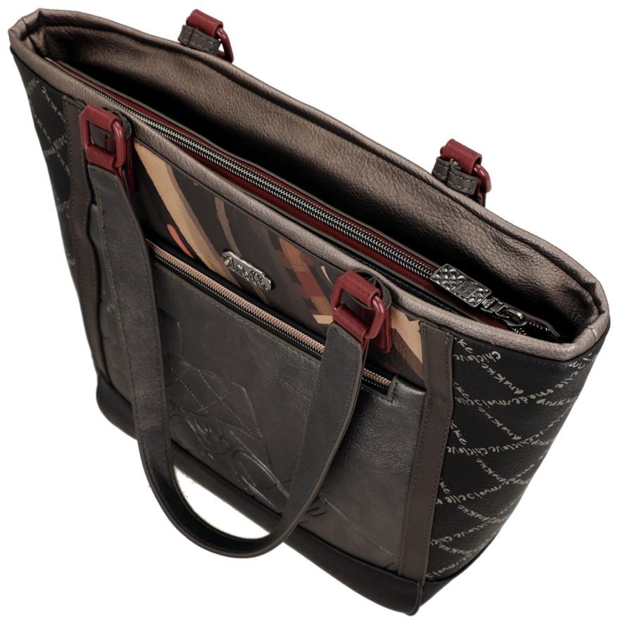 große Henkeltasche Anekke schwarz Paris Mademoiselle silber