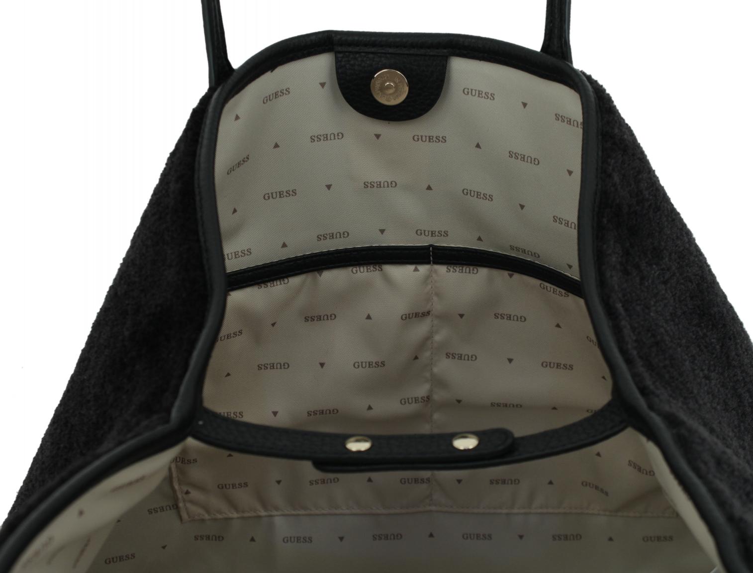 große Henkeltasche schwarz Guess Victtoria Black Tote Bag mit Innentasche