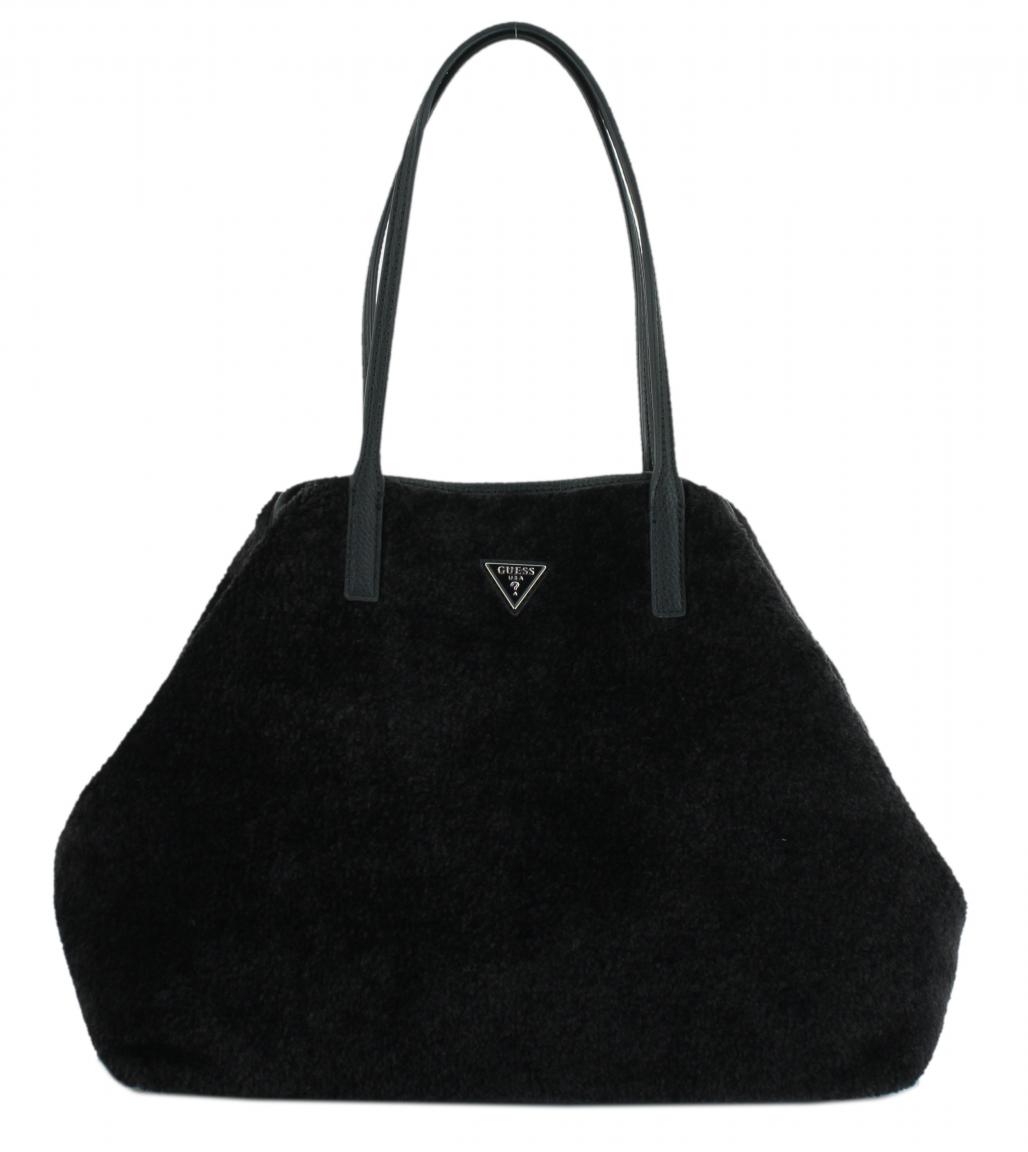 große Henkeltasche schwarz Guess Victtoria Black Tote Bag mit Innentasche