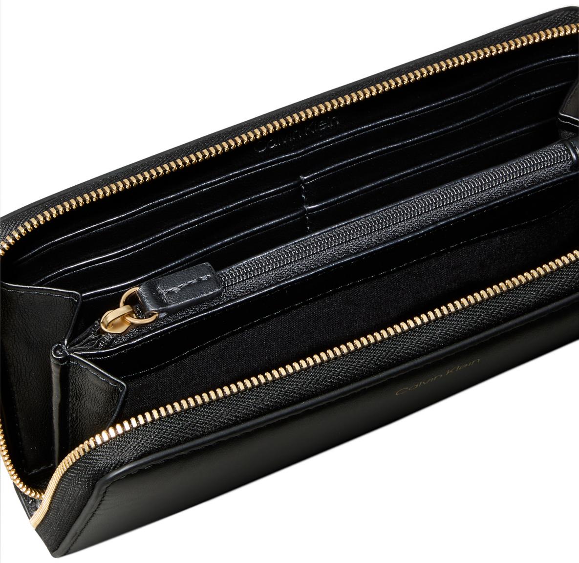 große Lederbörse Calvin Klein schwarz Nappa Zip Around RFID