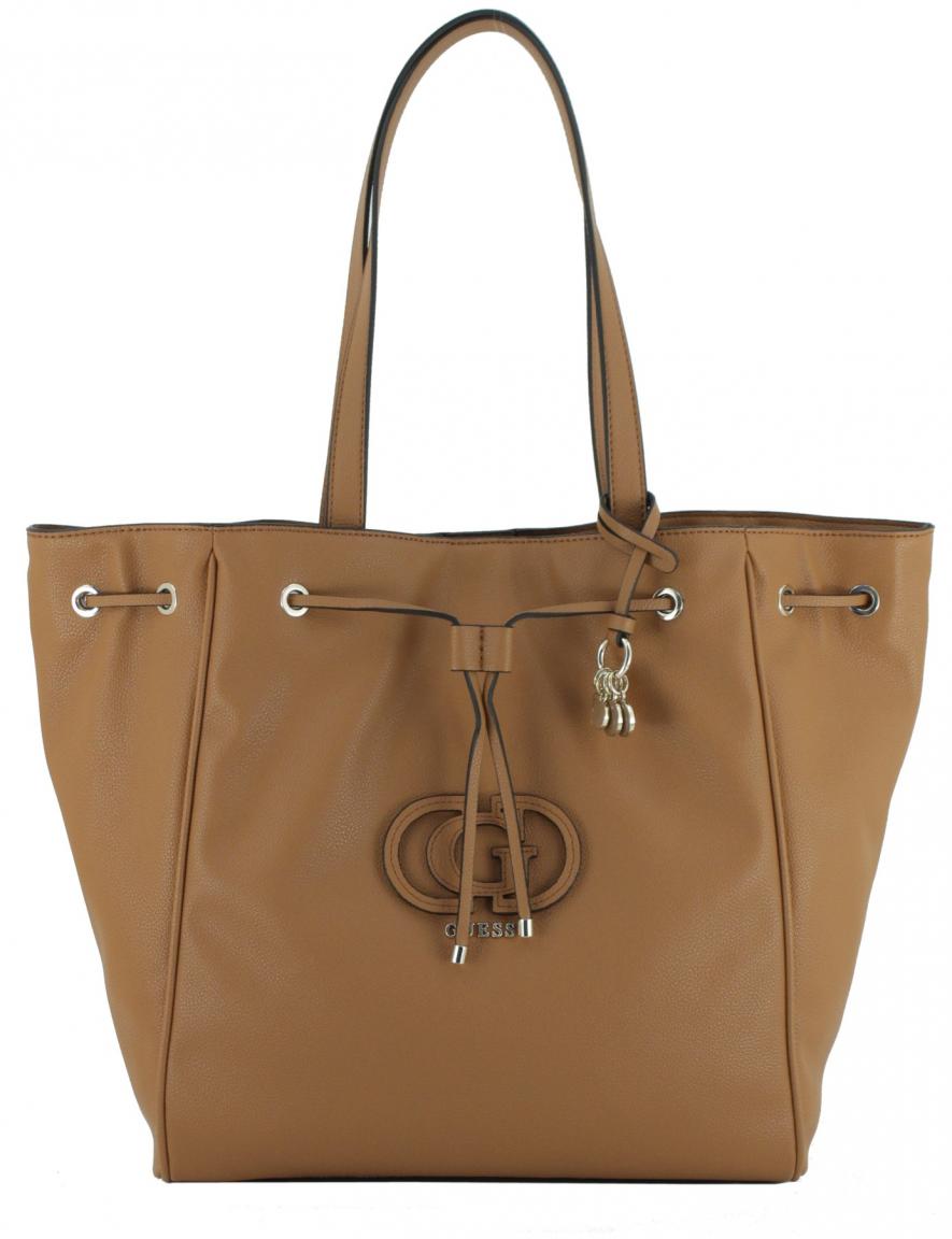 große Shoppertasche Calebra Drawstring Tote Guess Cognac braun