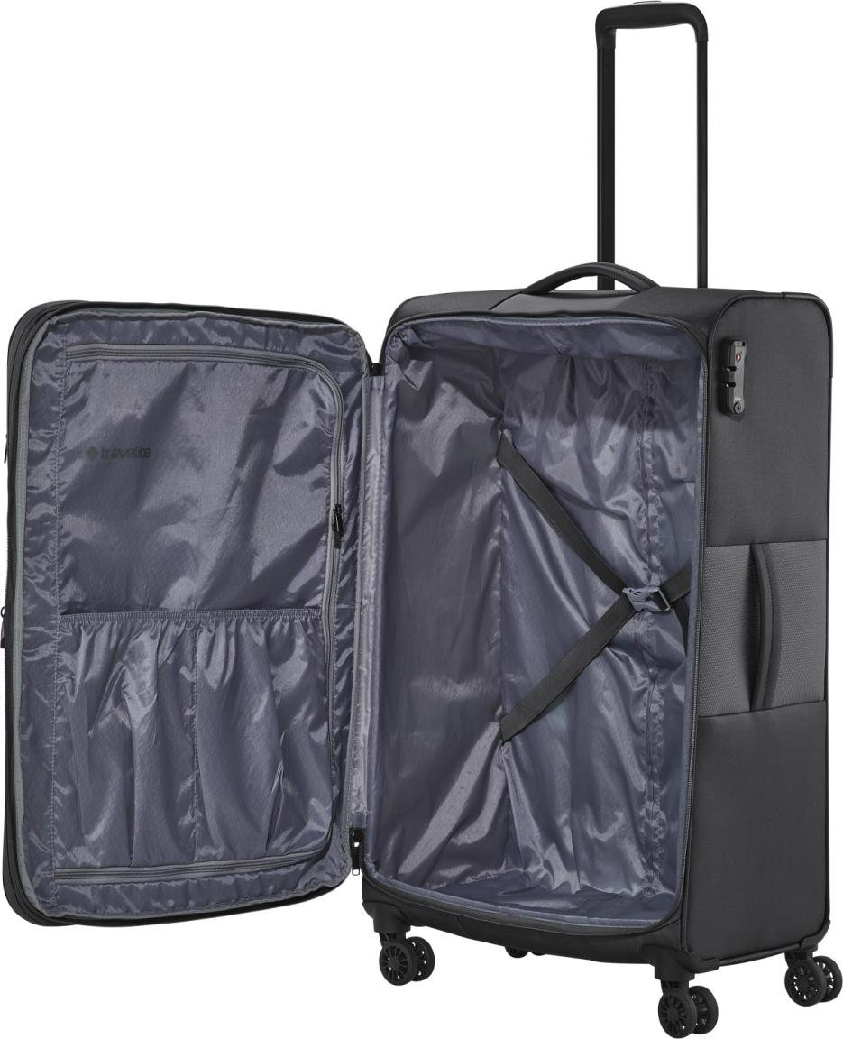 großer Flugkoffer Trolley L 77cm dunkelgrau Weichgepäck erweiterbar Travelite Croatia