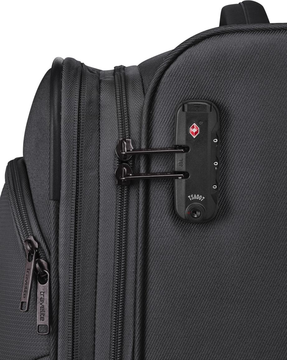 großer Flugkoffer Trolley L 77cm dunkelgrau Weichgepäck erweiterbar Travelite Croatia