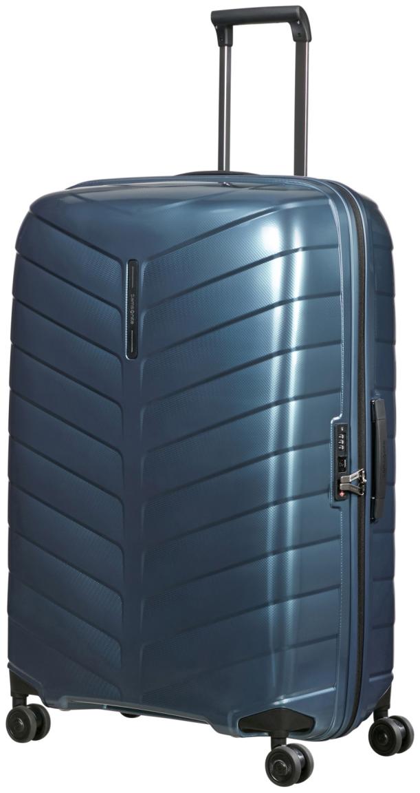 großer Urlaubskoffer Samsonite Attrix Spinner XL 81cm dunkelblau Steel Blue