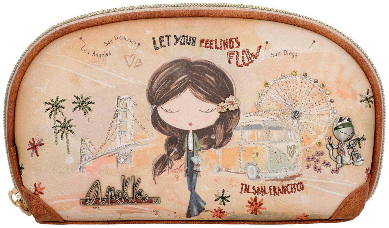 großes Portemonnaie Kosmetiktasche Anekke Peace & Love Camel Hippie Flower Power