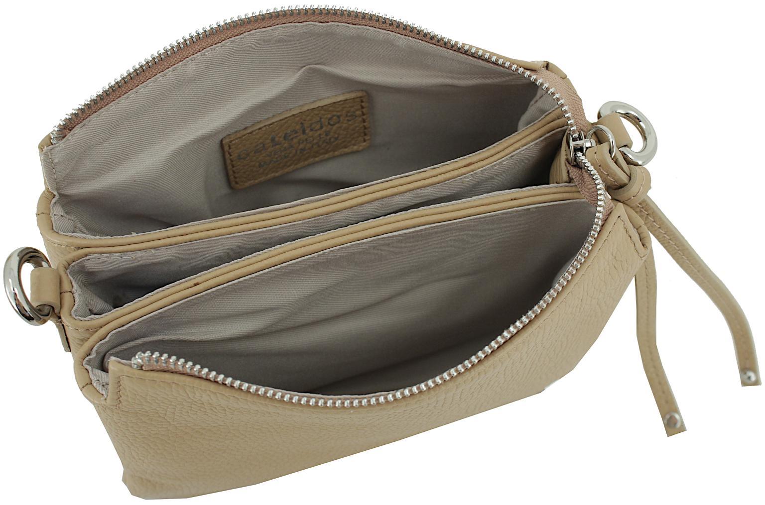 hellblaue Crossovertasche Italien Caleidos Leder dreigeteilt Azzurro