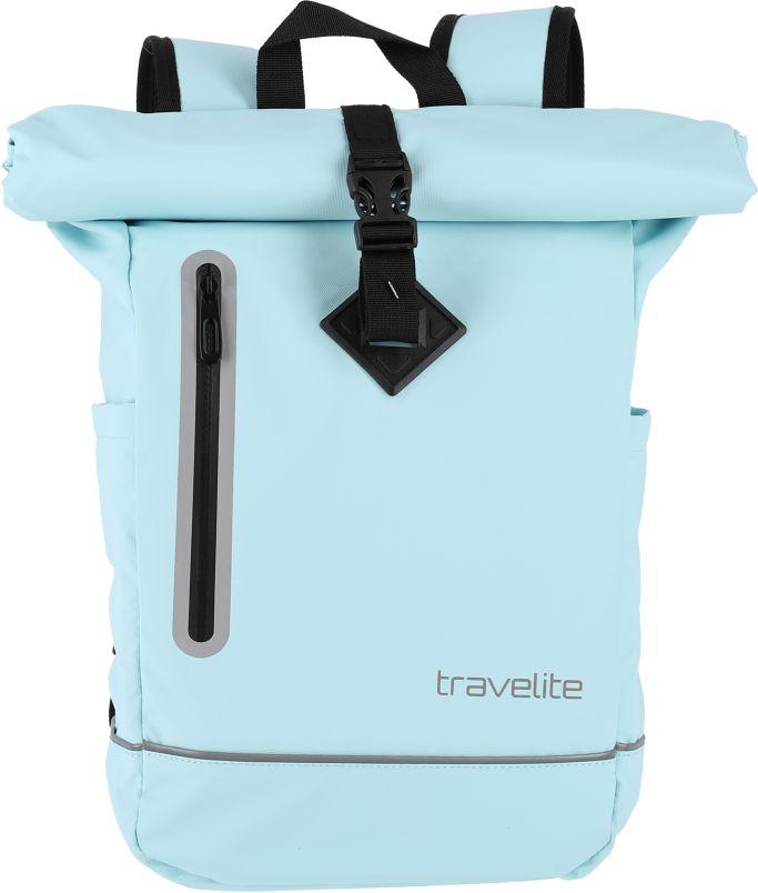 hellblauer Roll-Up Freizeitrucksack Travelite Basics beschichtet