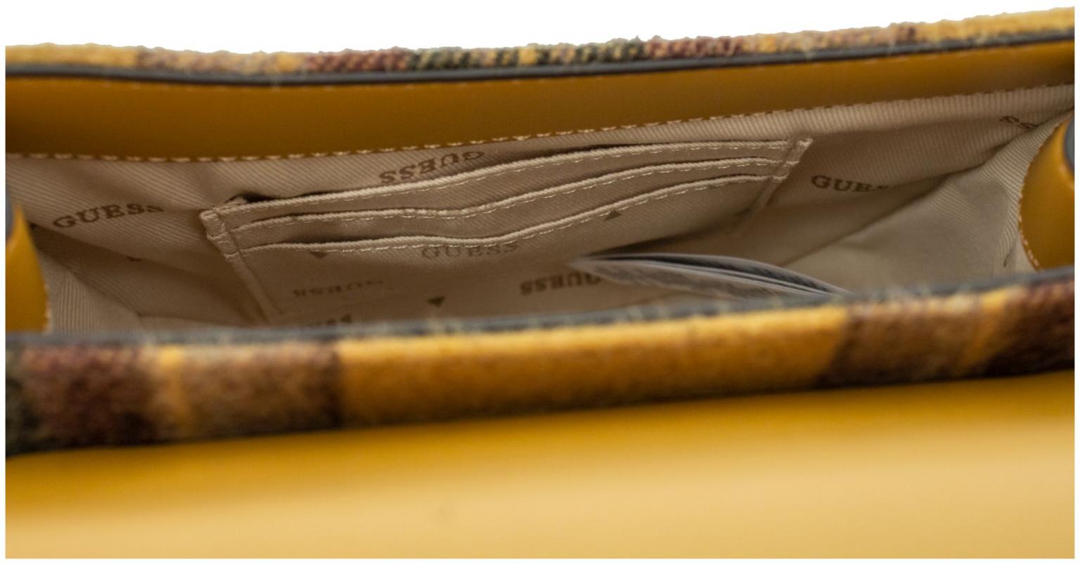 karierte Überschlagtasche Guess Fleet Mustard Multi