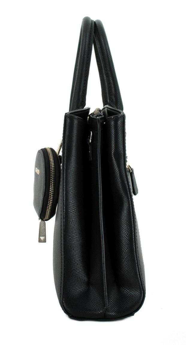 klassische Kurzgrifftasche Guess Alexie Black Schwarz Glanz Goldfarben Etui