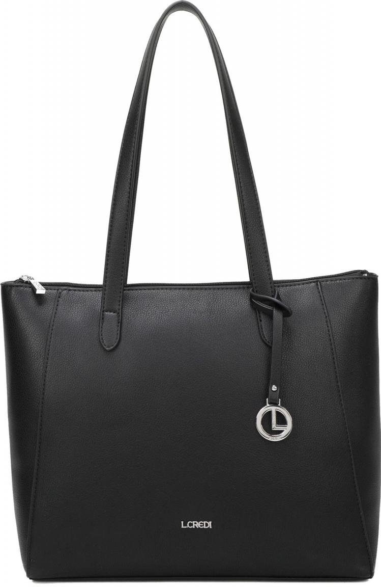 klassischer Shopper Businesstauglich LCredi Polly schwarz vegan