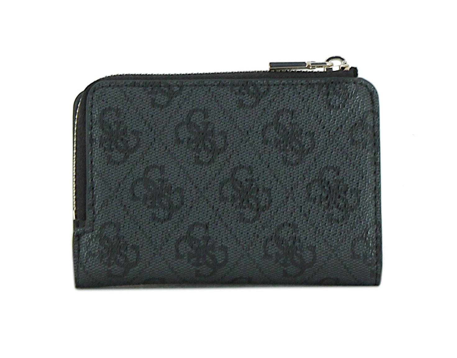 kleine Geldtasche schwarz Saffiano Guess Bolena SLG Black