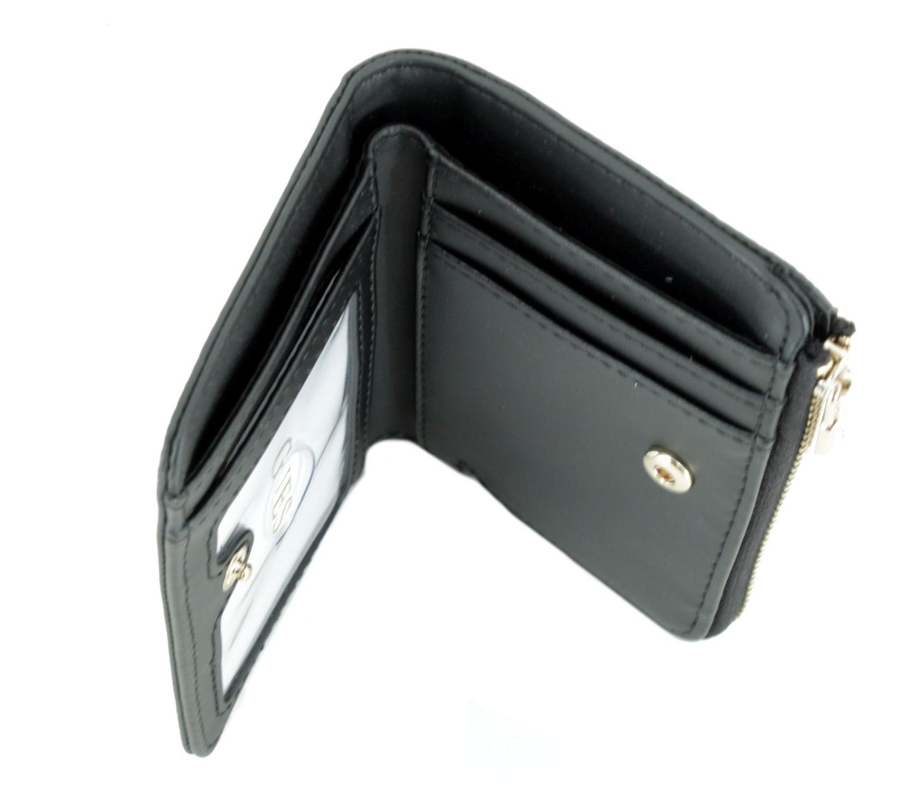 kleine Geldtasche schwarz Saffiano Guess Bolena SLG Black