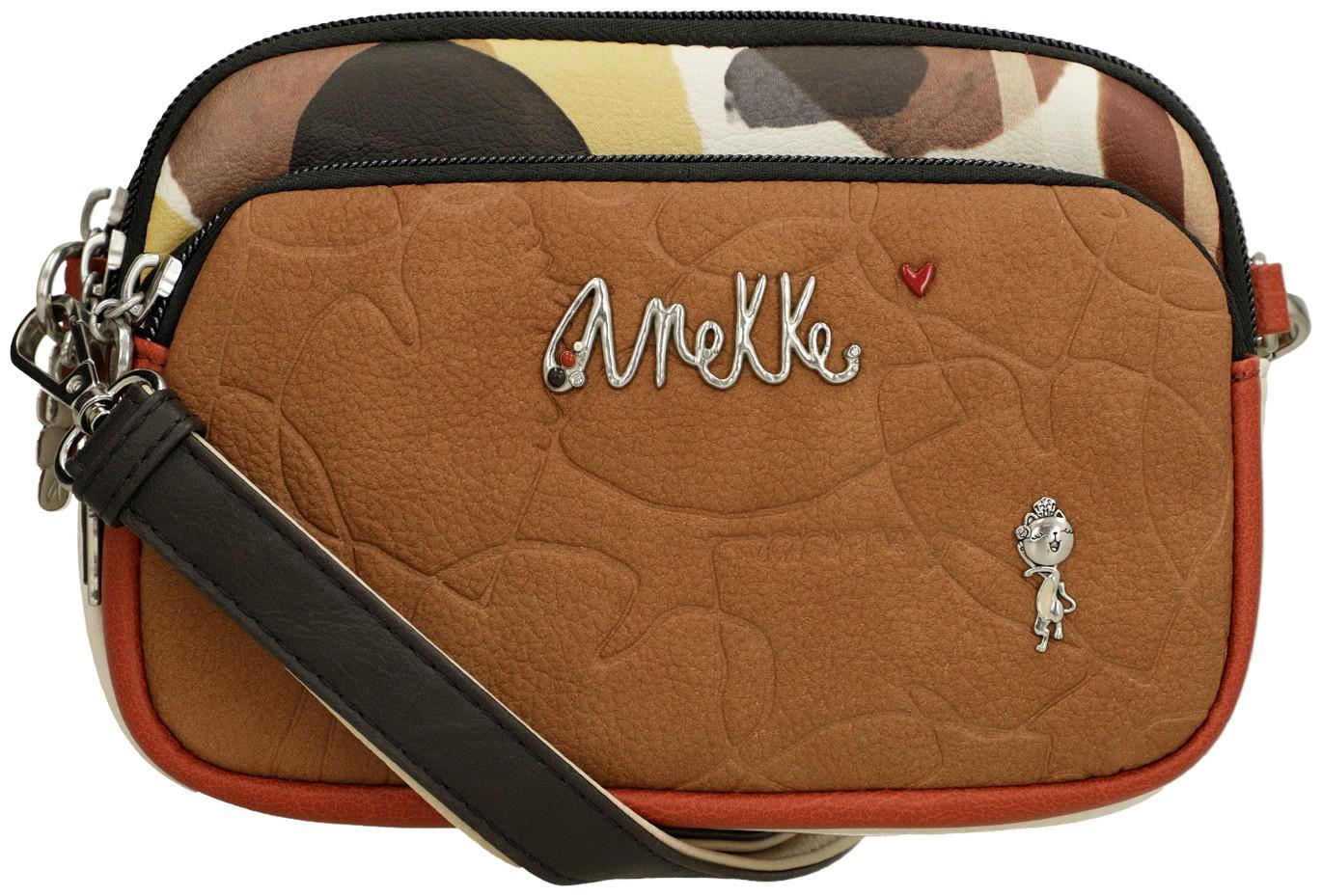 kompakte Crossbody Bag Anekke cognac Alma Alegria Print