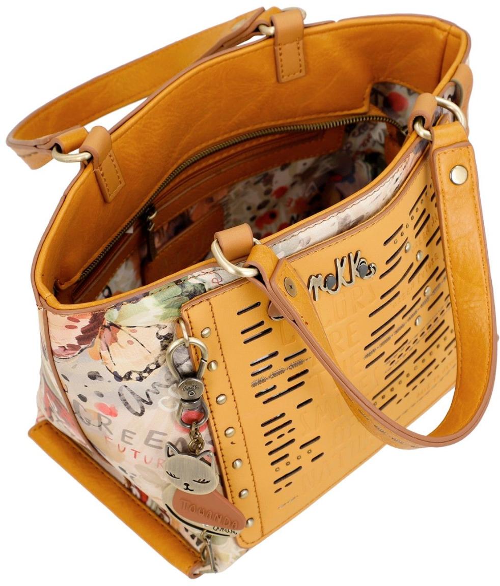 kompakte Henkeltasche Anekke Nature Pachamama Ochre Nieten