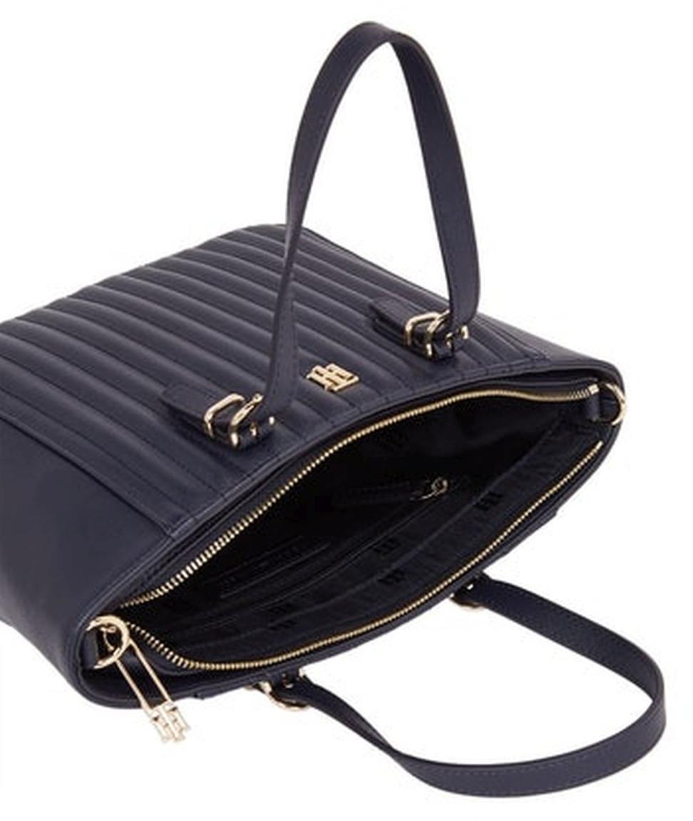 kompakte Tragetasche Damen Tommy Hilfiger Timeless Small Tote Quilted Dunkelblau