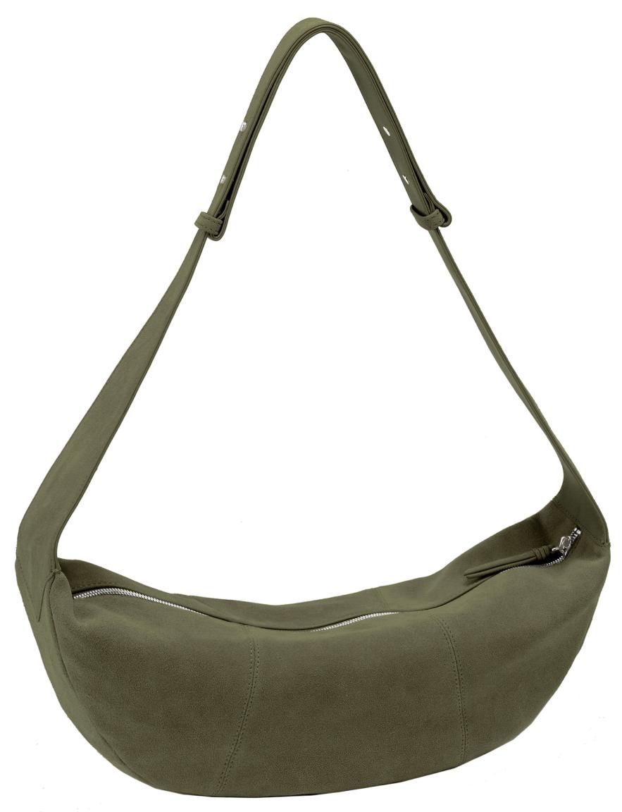 olivgrüne Hobotasche Veloursleder Les Visionnaires Zoe Icon Cozy