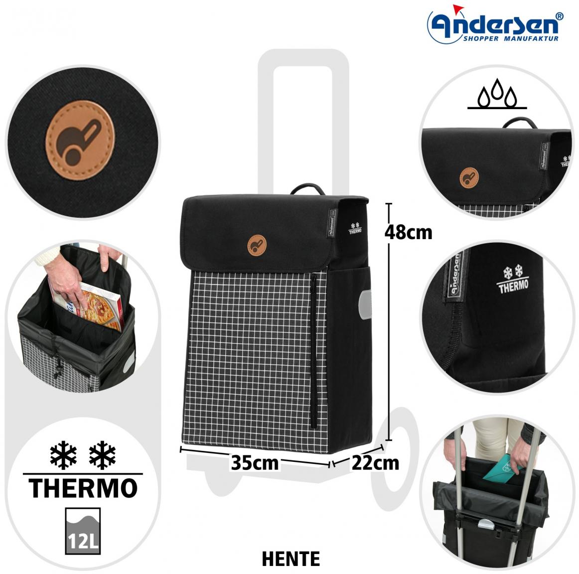 praktischer Trolley Andersen Treppensteiger Scala Shopper Hente schwarz kariert