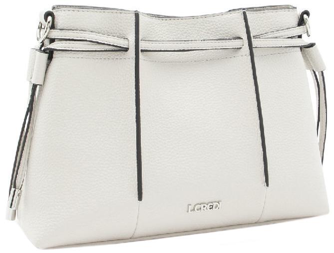 puristische Handtasche L.Credi Kontrastdetails hellgrau Zugbänder Rahmi