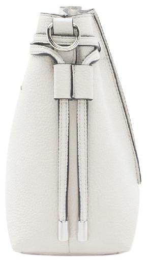 puristische Handtasche L.Credi Kontrastdetails hellgrau Zugbänder Rahmi