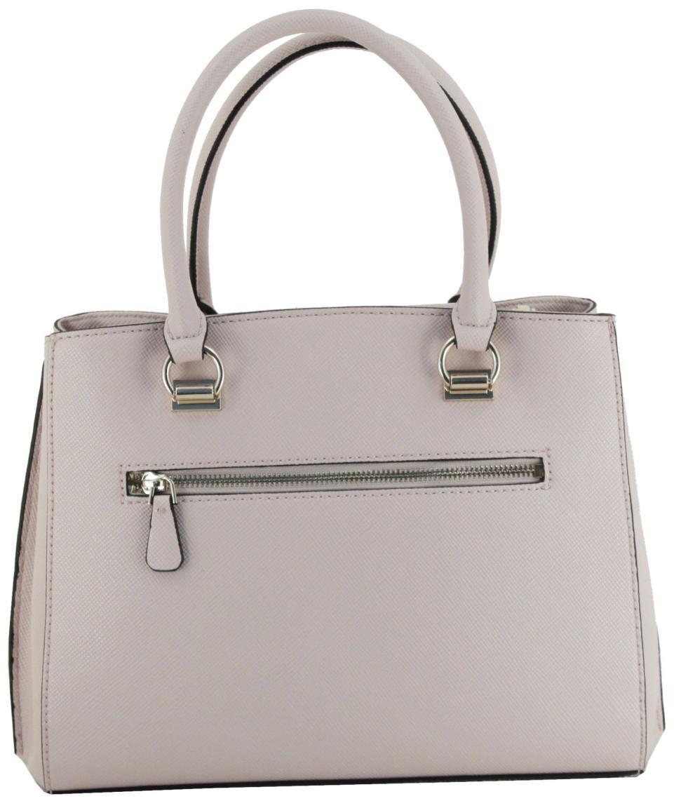 raffinierte Kurzgrifftasche Ziernähte Guess Elenia Girlfriend Satchel Cognac braun