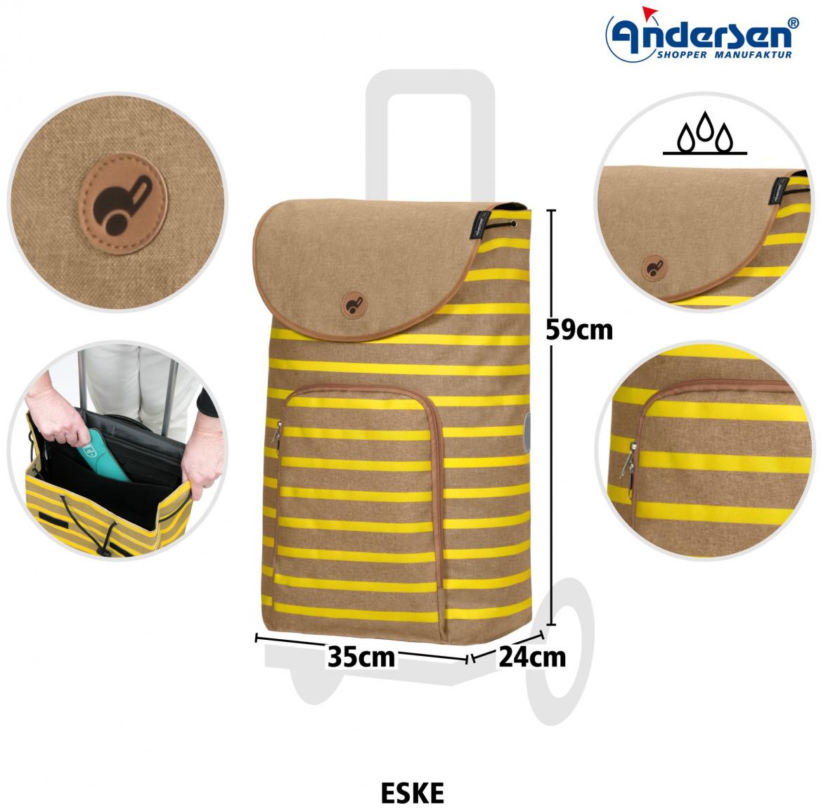 robuster Einkaufstrolley mit Sitzfläche Andersen Komfort Shopper Eske Gelb