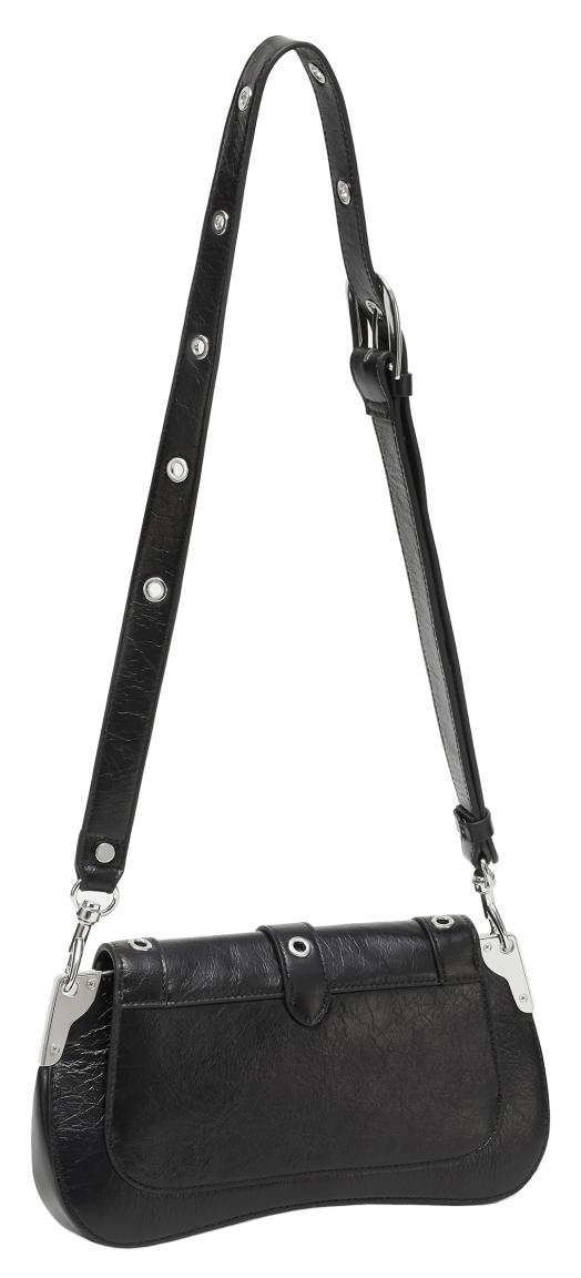 rockige Überschlagtasche Luna Rivet Glossy schwarz Les Visionnaires