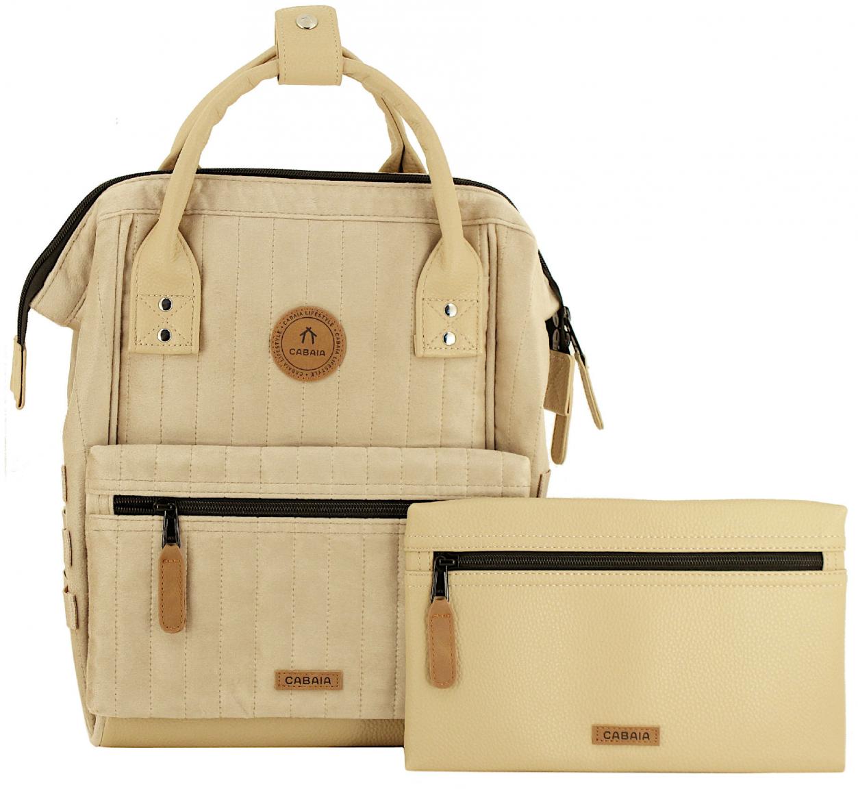 samtiger Tagesrucksack Cabaia Adventurer beige Guadalajara Small Steppnähte