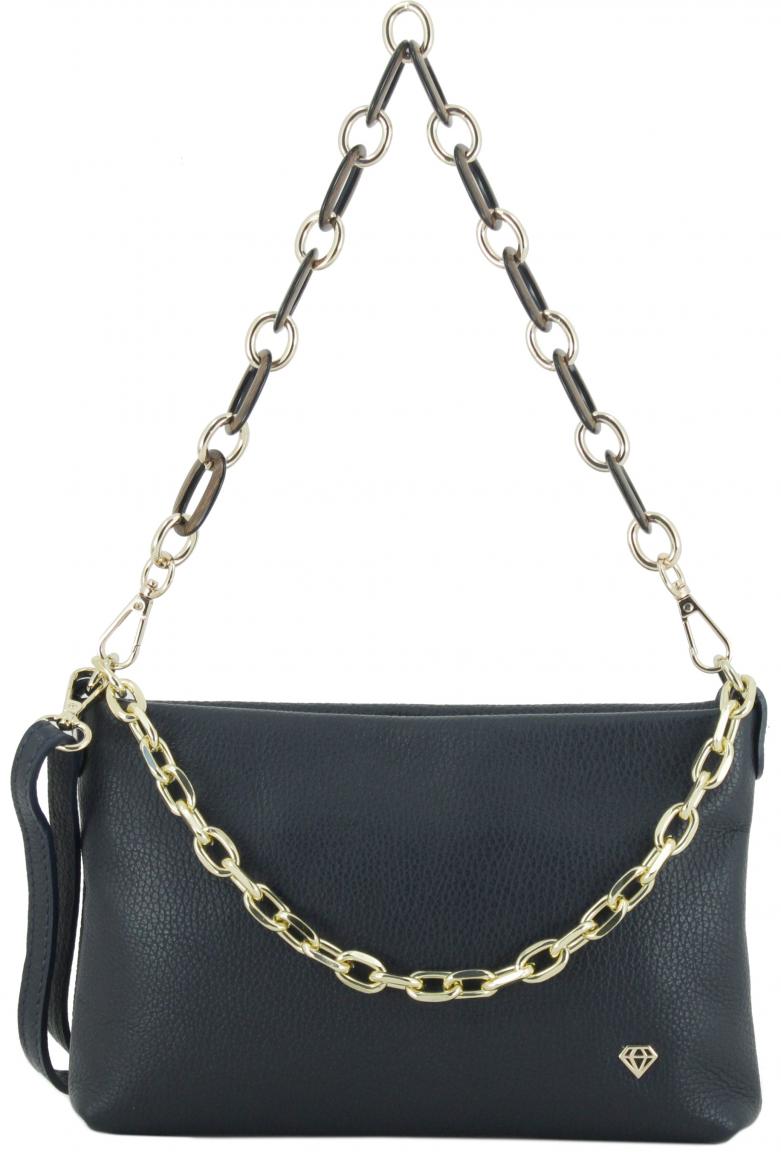 schmale Crossbody Bag Caleidos klassisch Schwarz Leder