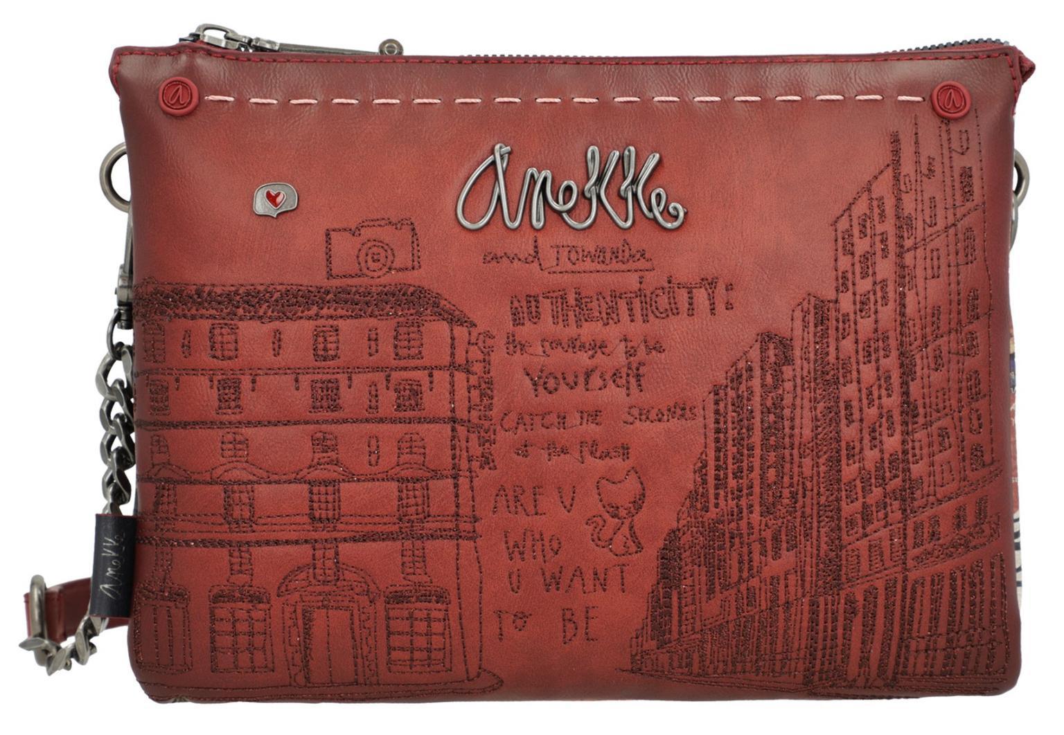 schmale Schultertasche Anekke City Art rot Tablet Glanzgarn