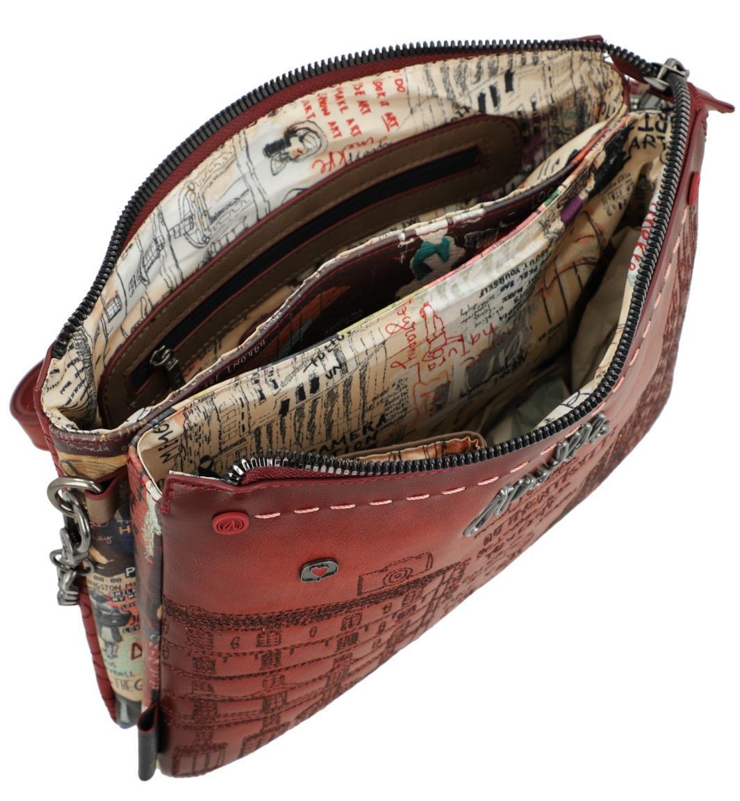 schmale Schultertasche Anekke City Art rot Tablet Glanzgarn