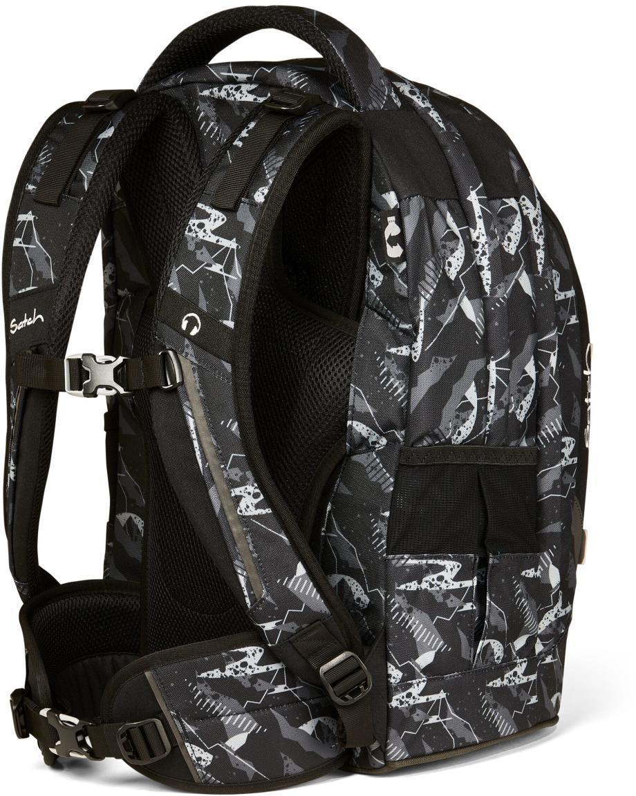 schwarz graue Schultasche Satch Pack Mountain Grid Swap your Style