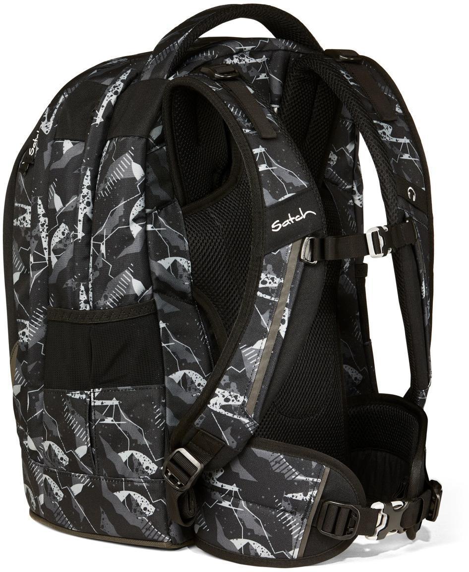 schwarz graue Schultasche Satch Pack Mountain Grid Swap your Style
