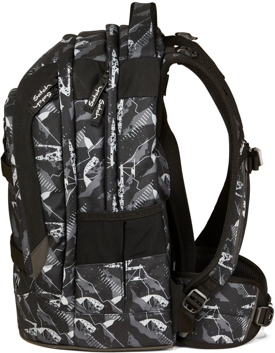 schwarz graue Schultasche Satch Pack Mountain Grid Swap your Style