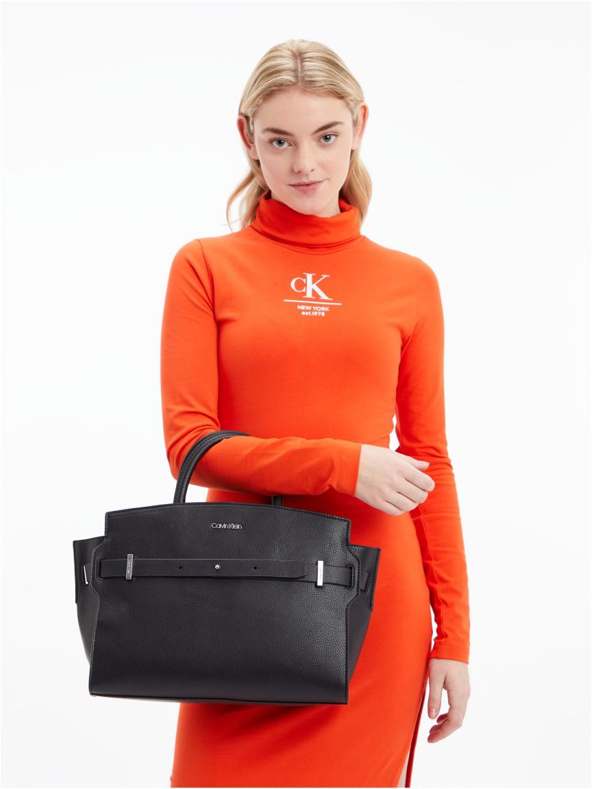 schwarze Kurzgrifftasche Calvin Klein CK Code Tote MD