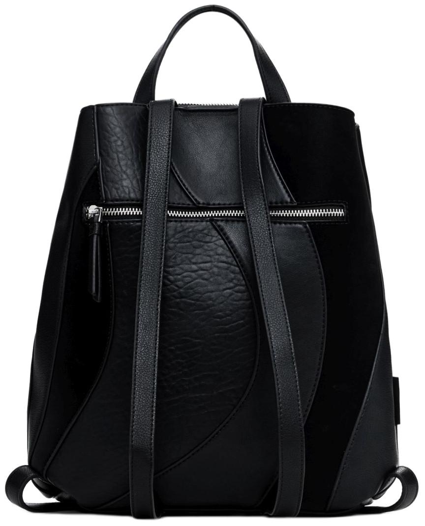 schwarzer Backpack Kahlo Desigual rockig Nieten Wave