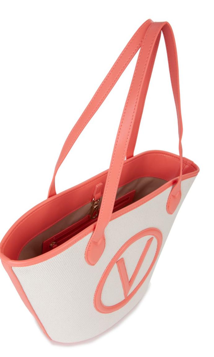 sommerliche Henkeltasche Bast Natur Coral Valentino