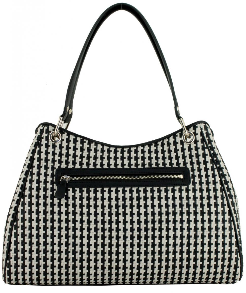 sommerliche Henkeltasche Flechtoptik Guess Mirema White Multi beige