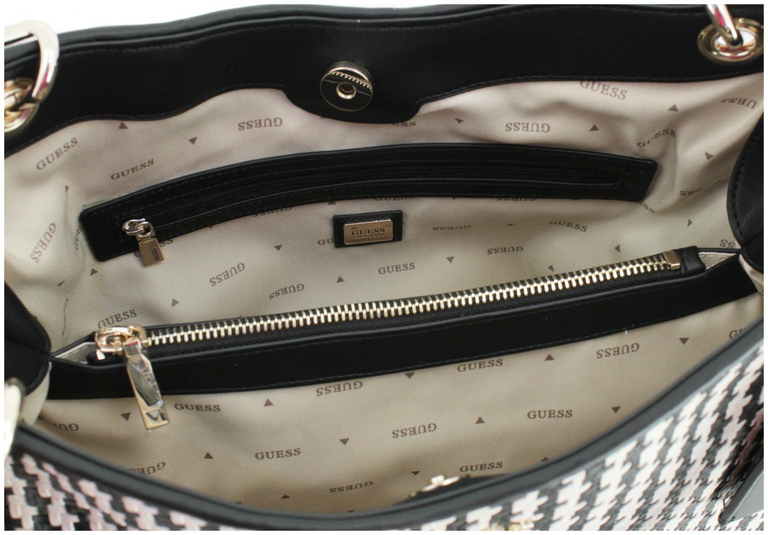 sommerliche Henkeltasche Flechtoptik Guess Mirema White Multi beige