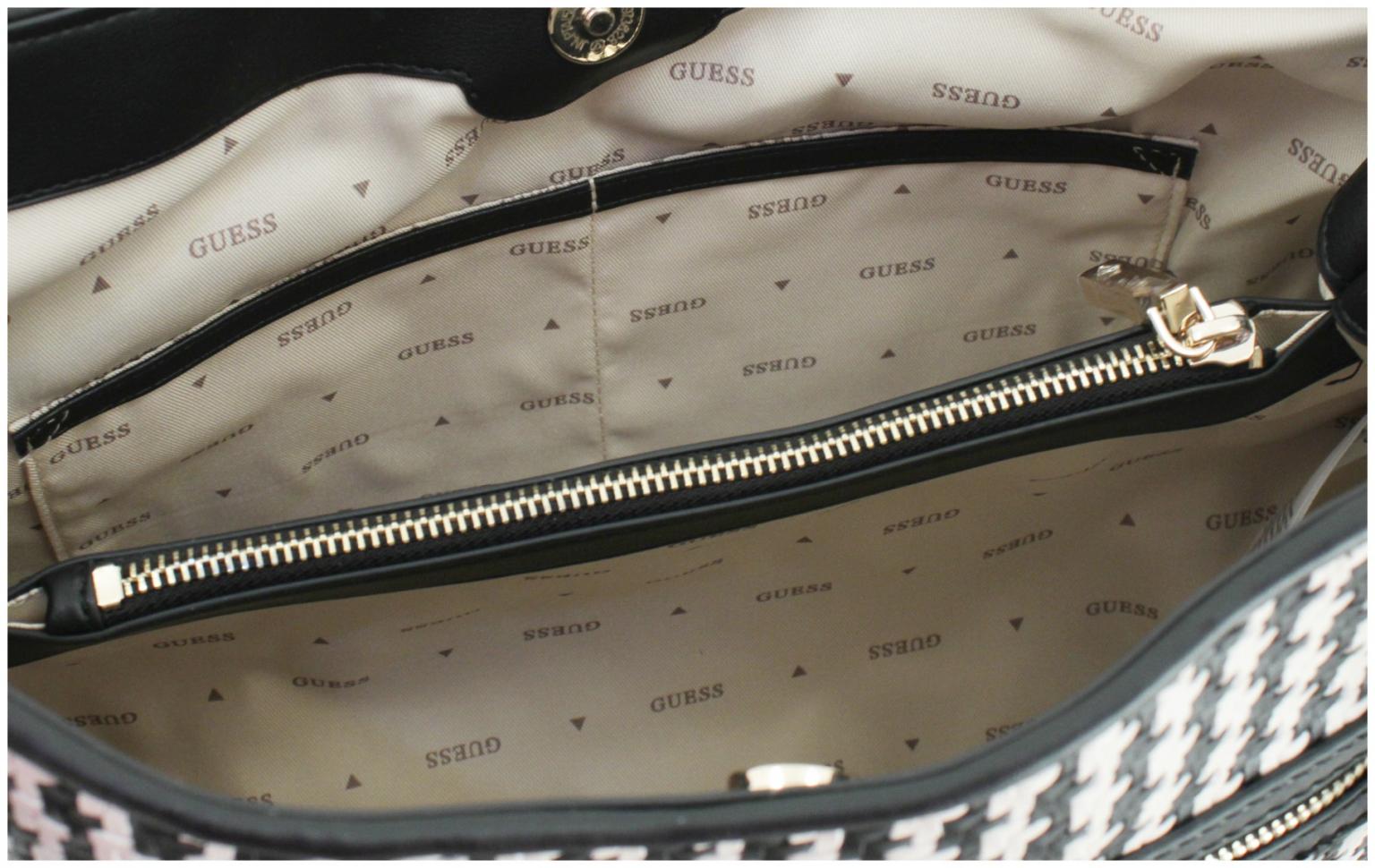 sommerliche Henkeltasche Flechtoptik Guess Mirema White Multi beige