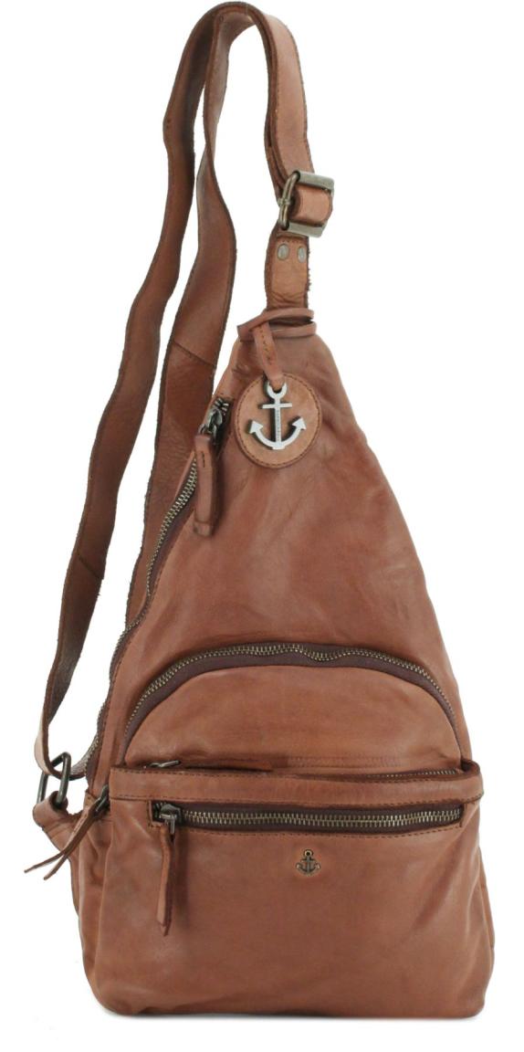 stylischer Cityrucksack Harbour 2nd Merlin Anchor Love Cognac Ankeranhänger