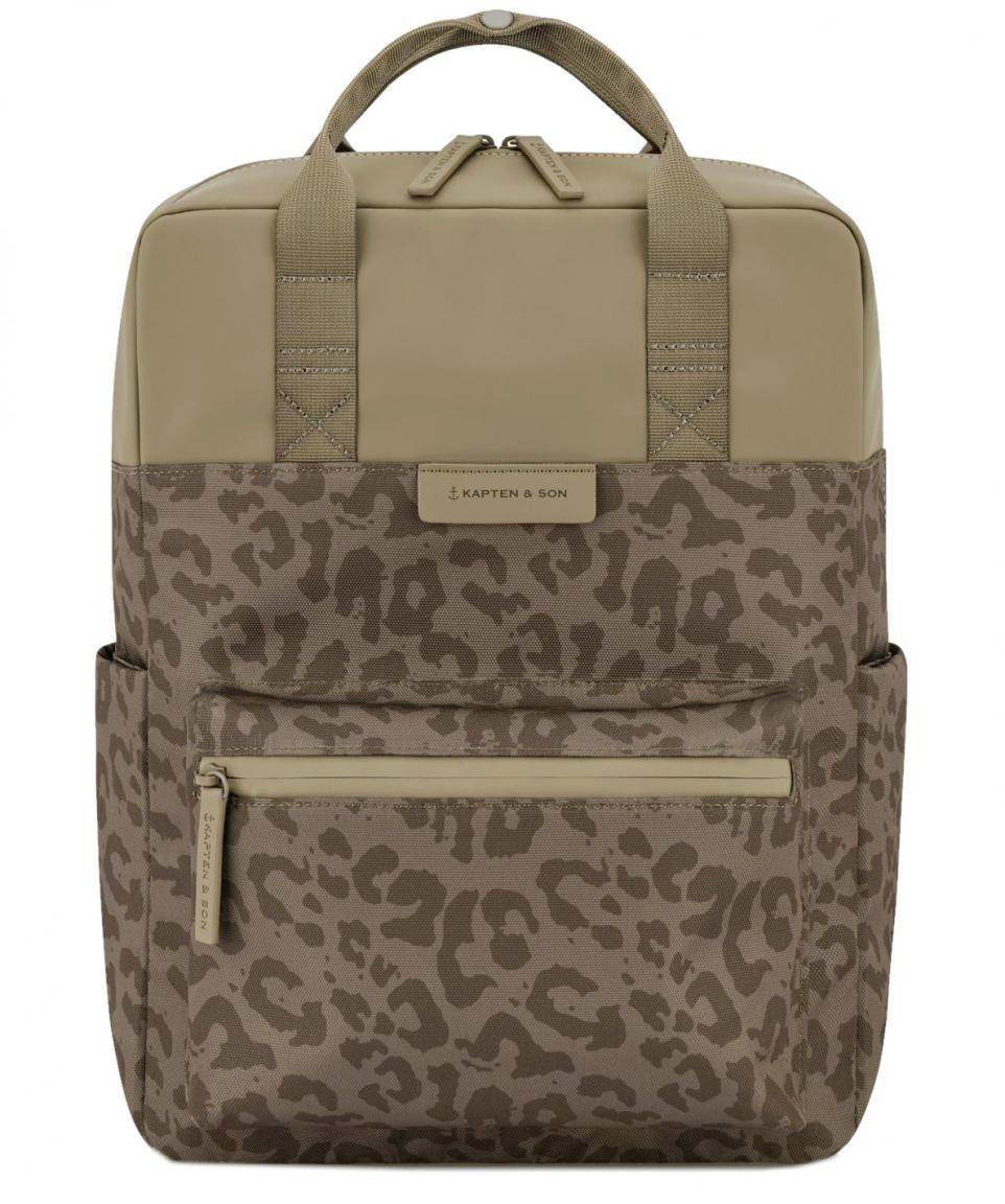 stylischer Rucksack Bergen Pro Leopardenmuster Dark Brown KAPTEN UND SON