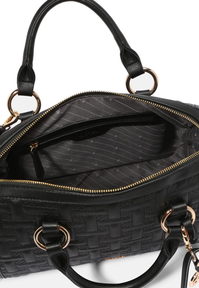 vegane Stepptasche L.Credi Jutta schwarz Metallanhänger