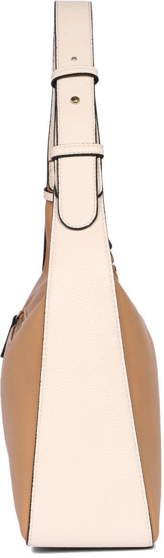 zweifärbige Damen Schultertasche L.Credi Munich Ilma Hobobag Nature Camelbraun Beige