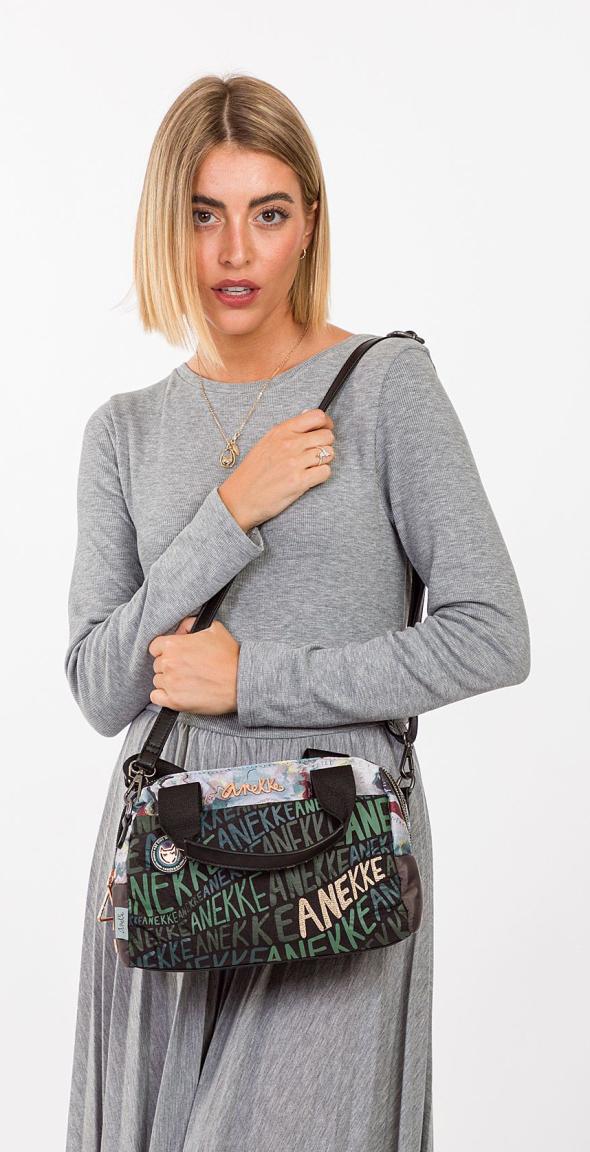 zweigeteilte Bowlingbag recycled Anekke Nature Woods Logoprint schwarz grün