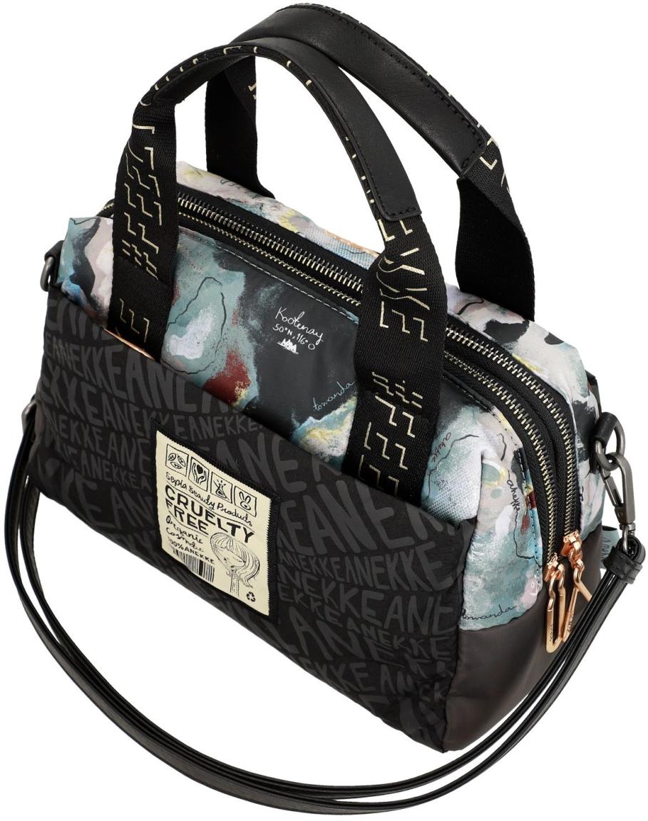 zweigeteilte Bowlingbag recycled Anekke Nature Woods Logoprint schwarz grün