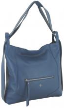 Caleidos Echtleder Beuteltasche Jeansblau Italien