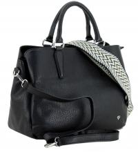 Caleidos Kurzgrifftasche schwarzes Leder Webgurt