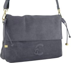 Coccinelle Lidia Suede Schultertasche Velours Stove - Grau