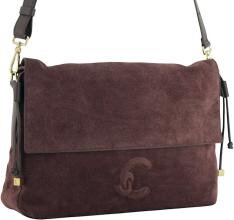 Coccinelle Lidia Suede Überschlagtasche Velours Berry - Braun