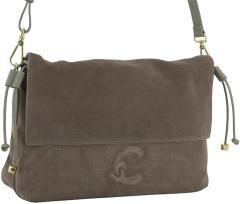 Coccinelle Lidia Suede Überschlagtasche Velours Warm Taupe